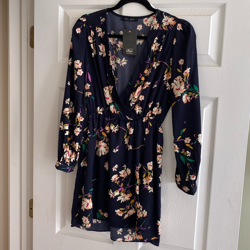 Navy floral long sleeve dress